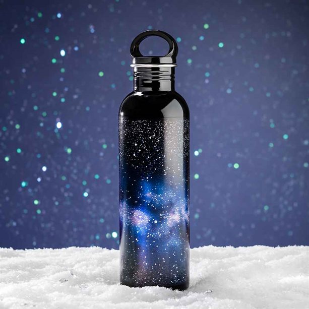 Thermal water bottle with a galaxy print